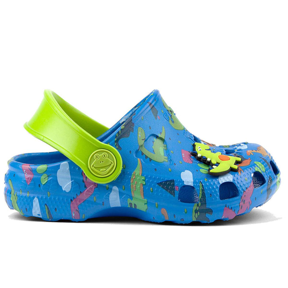 Coqui Little Frog children's clogs 8701-248-2014 Royal/Lime Dino