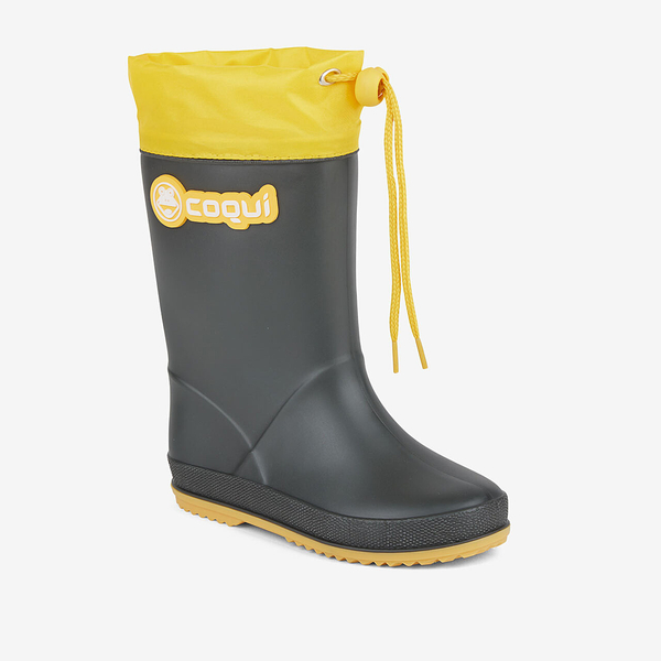 Coqui RAINY COLLAR children's wellingtons 8509-100-2412 ANTRACIT/YELLOW
