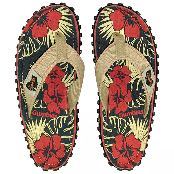 Gumbies Islander flip flops DENIM HIBISCUS