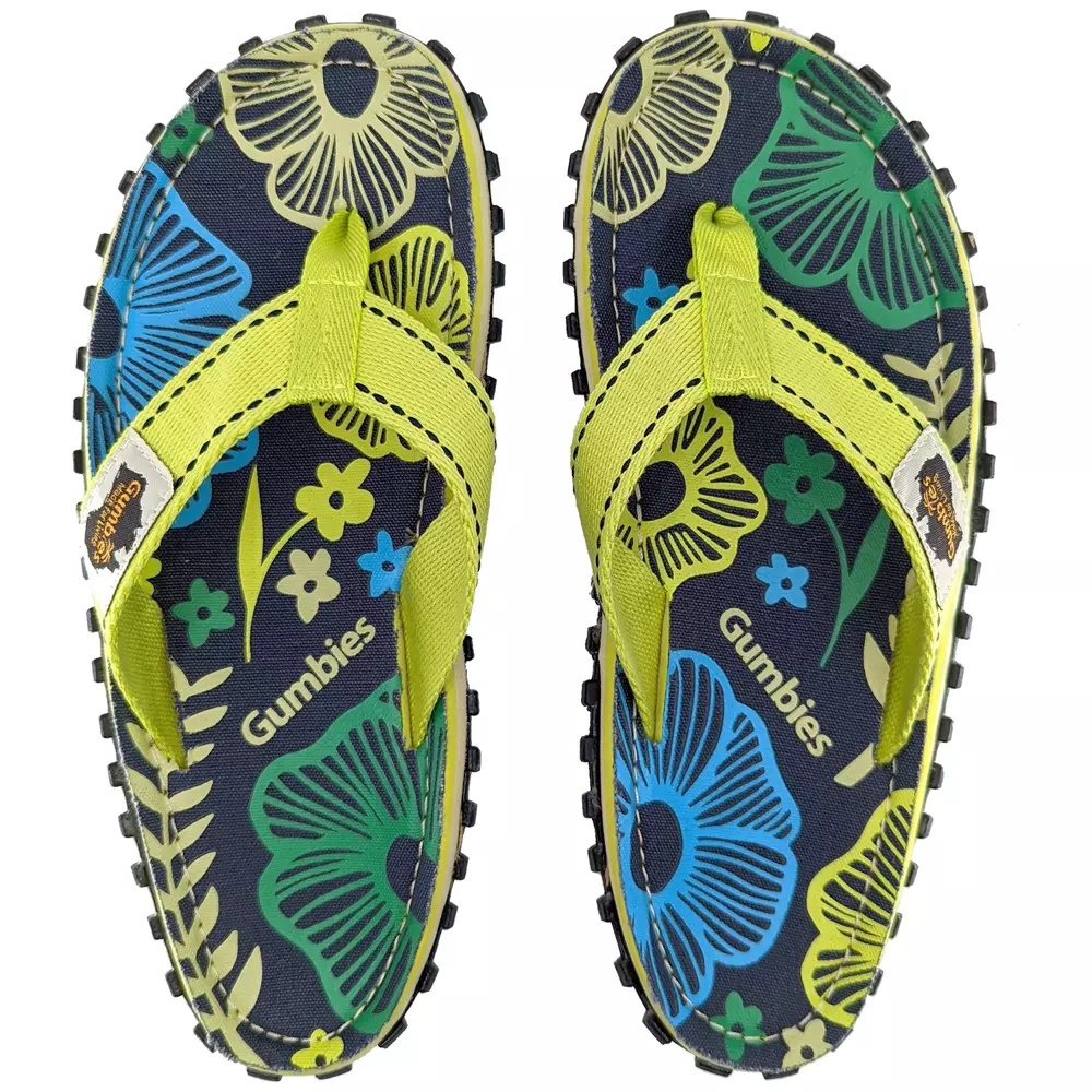 Gumbies Islander flip flops PISTACHIO FLOWERS