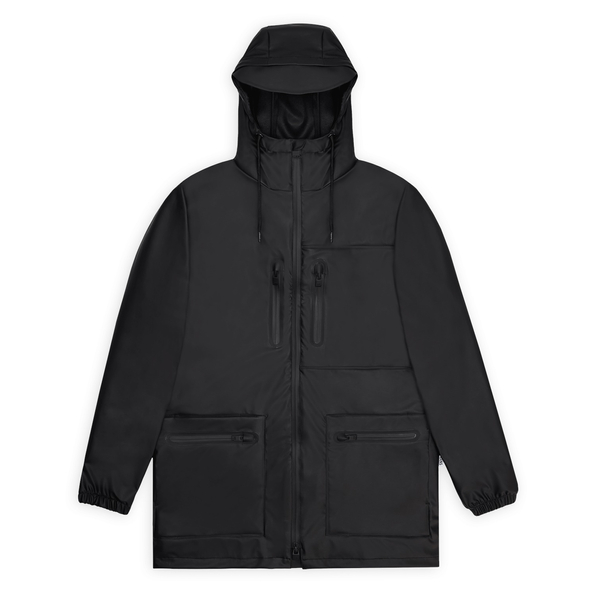 RAINS CARGO LONG JACKET W3 12060 01 BLACK