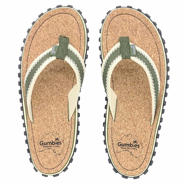Gumbies - unisex CORKER flip flops - KHAKI