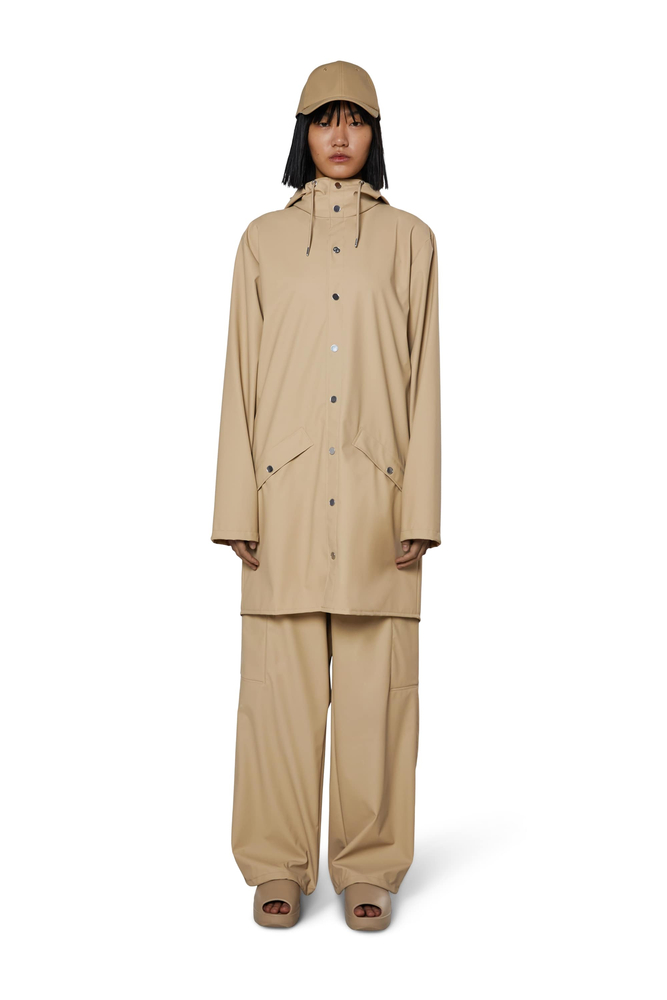 Rains kurtka przeciwdeszczowa unisex LONG JACKET 12020 24 SAND
