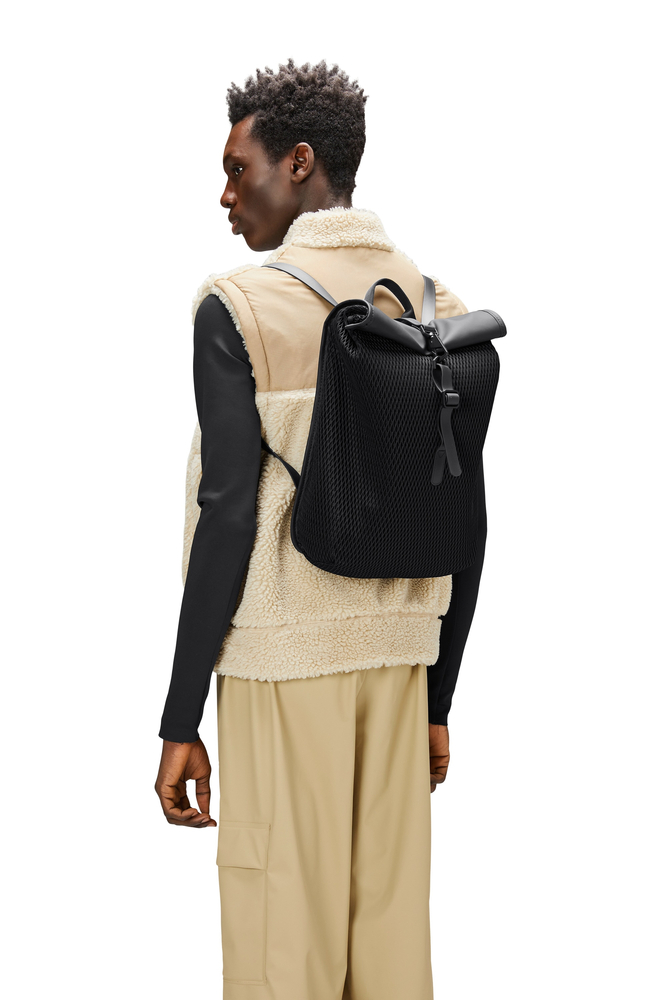 Rains Rucksack 38x28x12 cm ROLLTOP RUSKSACK MESH MINI W3 13350 01 BLACK