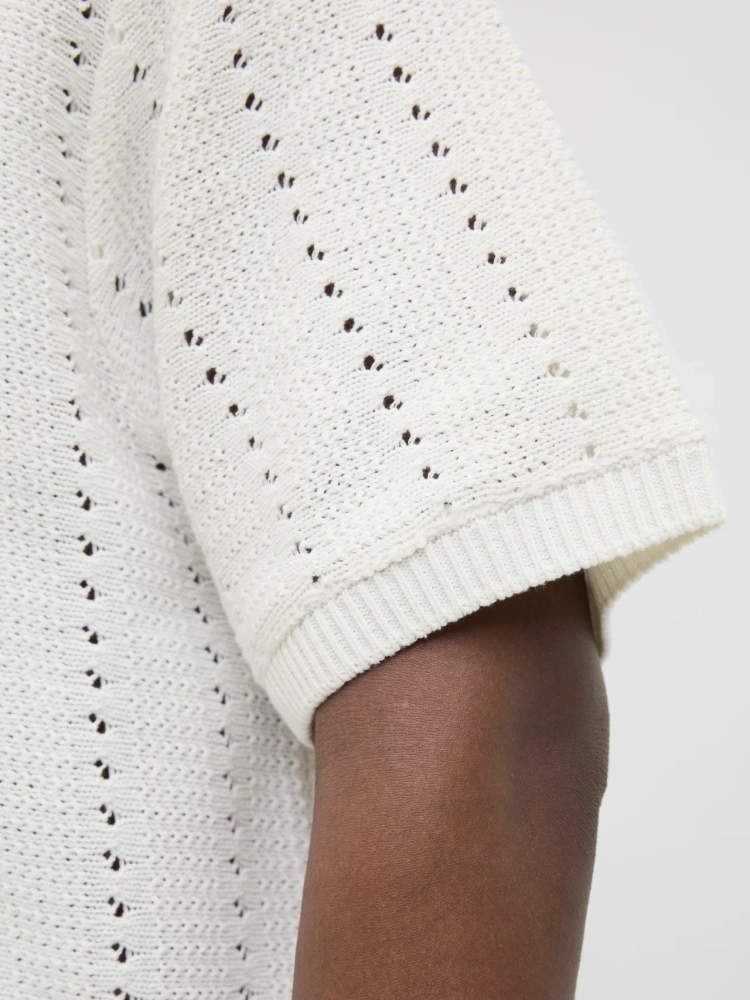 Jack&Jones koszulka męska JORPAROS KNIT ESTER SS CROCHET POLO 12272562 SEA SALT