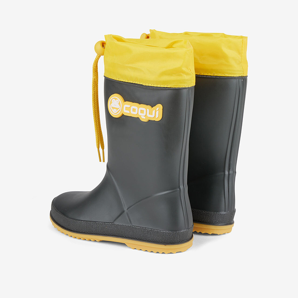 Coqui RAINY COLLAR children's wellingtons 8509-100-2412 ANTRACIT/YELLOW