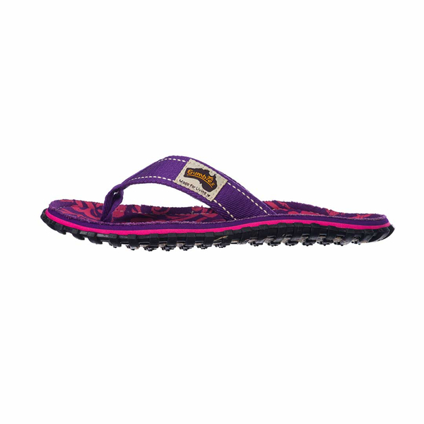 Gumbies - women's ISLANDER CANVAS flip flops - PURPLE HIBISCUS