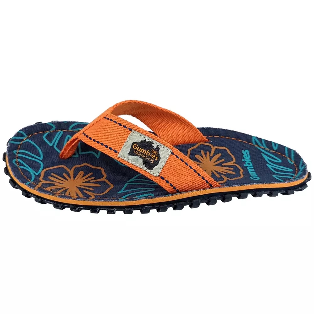  Gumbies unisex Islander flip flops ORANGE HIBISCUS