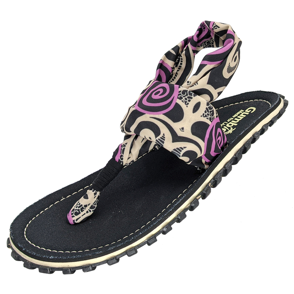 Gumbies - women's Slingback flip flops - BLACK SWIRLS