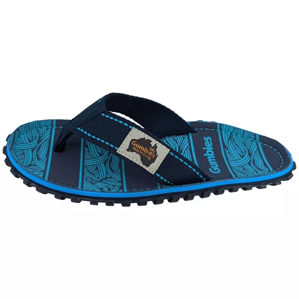 Gumbies Islander flip flops unisex NAVY WAVES
