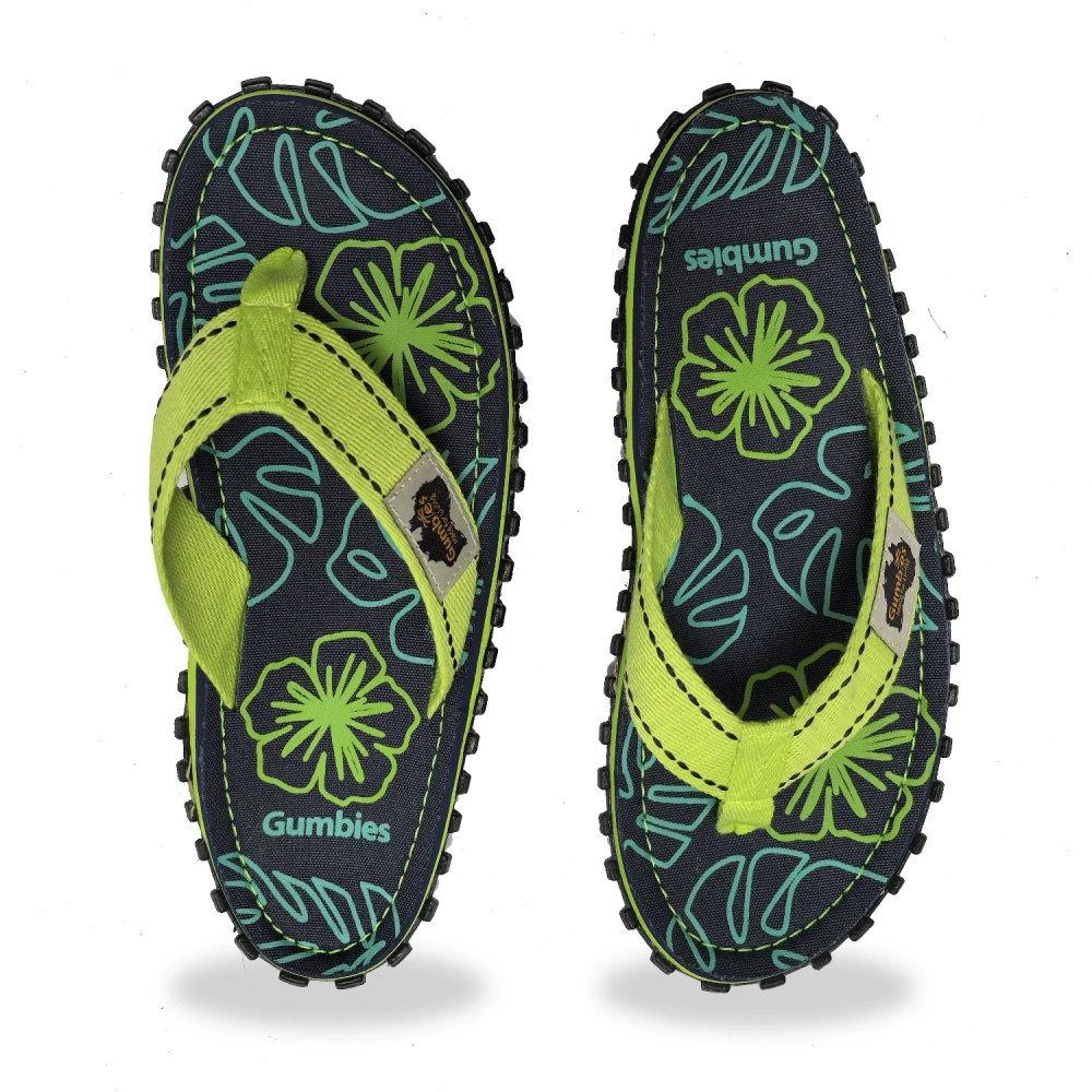 Gumbies flip flops ISLANDER FLIP-FLOPS LIME HIBISCUS