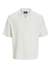 Jack&Jones Herren JORPAROS KNIT ESTER SS CROCHET POLO Hemd 12272562 SEA SALT