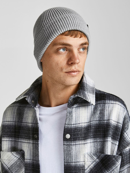 Jack & Jones men's winter beanie black Jacbrink beanie ln 12193386 LIGHT GREY MELANGE