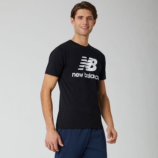 New Balance koszulka krótki rękaw Essentials Stacked Logo T BK MT01575BK