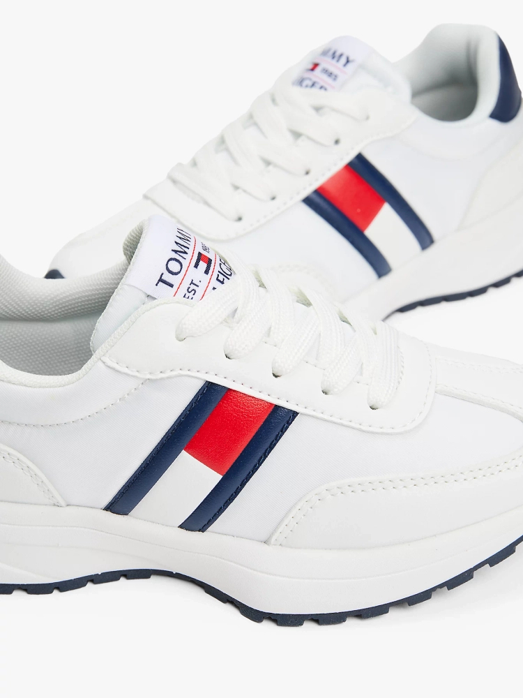 Tommy Hilfiger Damen FLAG LOW CUT LACE-UP SNEAKERS T3X9-33877-1695X336-X336 WEISS/BLAU
