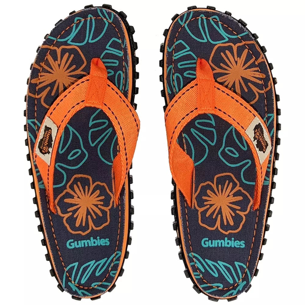 Gumbies unisex Islander flip flops ORANGE HIBISCUS