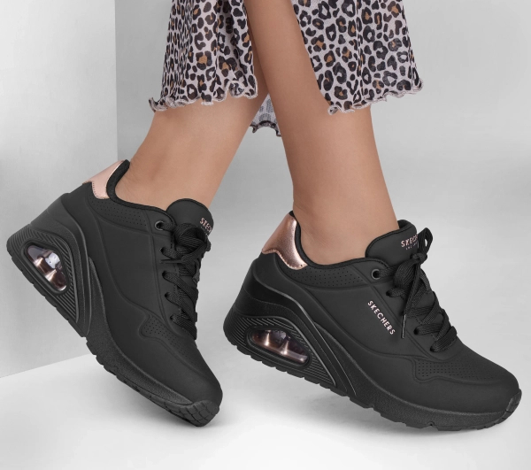 Skechers damskie buty sportowe UNO WEDGE HI STEPS 177520 BBK