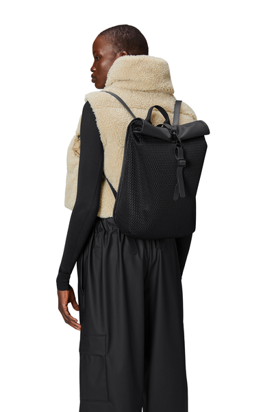 Rains backpack 38x28x12 cm ROLLTOP RUSKSACK MESH MINI W3 13350 01 BLACK