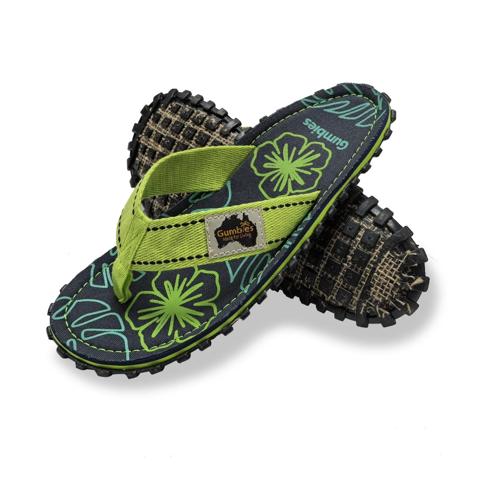 Gumbies flip flops ISLANDER FLIP-FLOPS LIME HIBISCUS