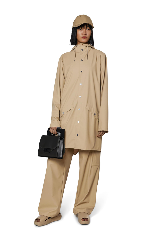 Rains kurtka przeciwdeszczowa unisex LONG JACKET 12020 24 SAND