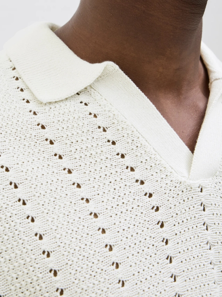 Jack&Jones koszulka męska JORPAROS KNIT ESTER SS CROCHET POLO 12272562 SEA SALT