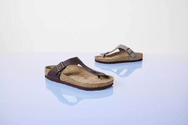 Birkenstock Nubuk-Flip-Flops GIZEH BS 0043391 Stone (Standardbreite)