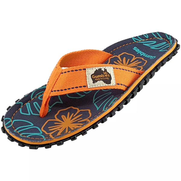  Gumbies unisex Islander flip flops ORANGE HIBISCUS