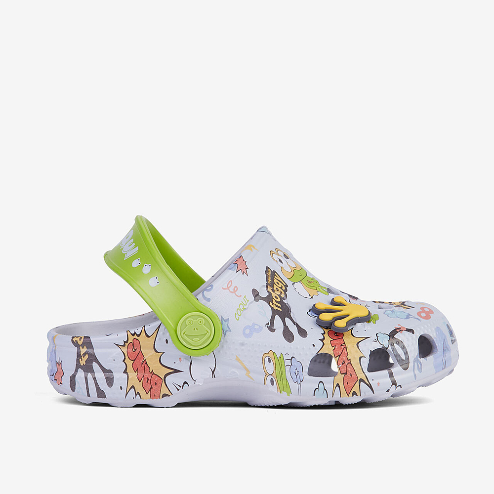 Coqui chodaki dziecięce LITTLE FROG 8701-630-4615 Khaki grey/Party green Hero + Amulet