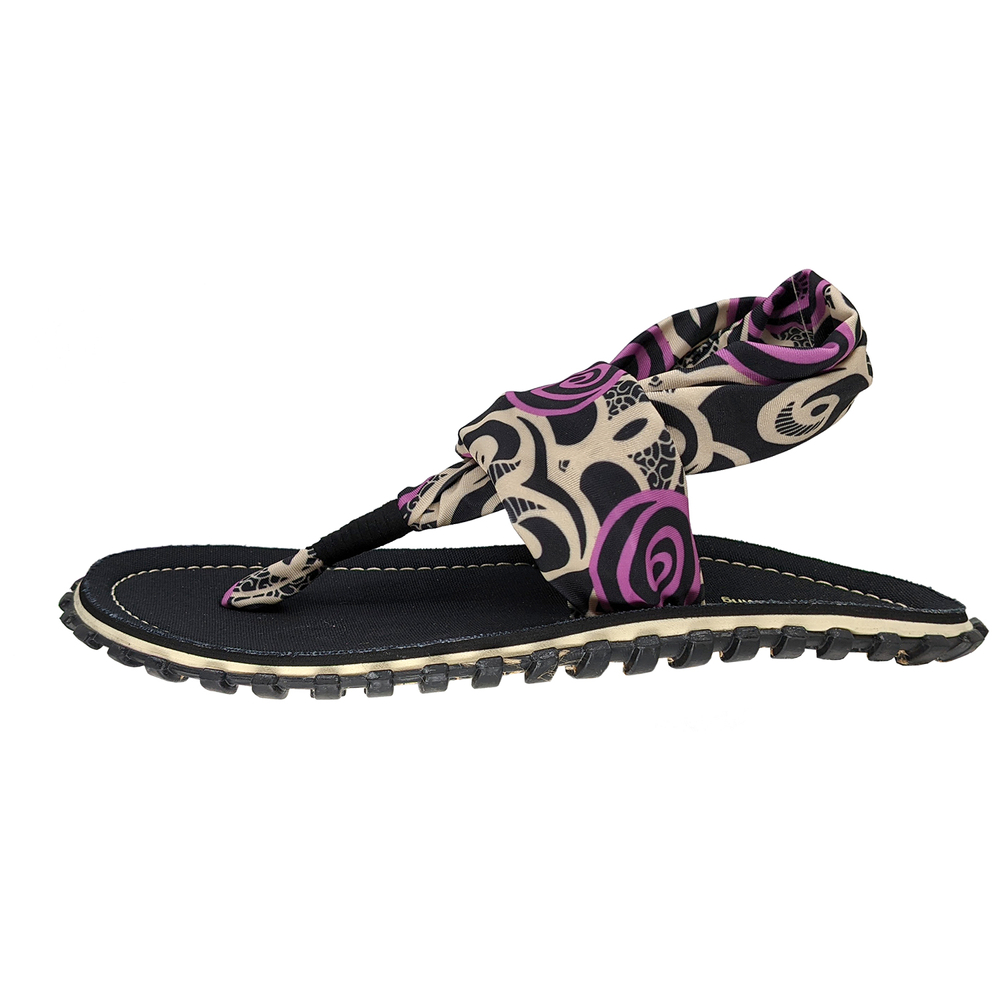 Gumbies - women's Slingback flip flops - BLACK SWIRLS