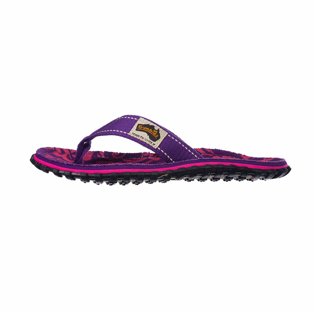 Gumbies - women's ISLANDER CANVAS flip flops - PURPLE HIBISCUS