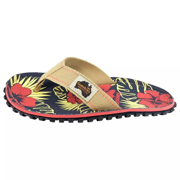 Gumbies Islander flip flops DENIM HIBISCUS