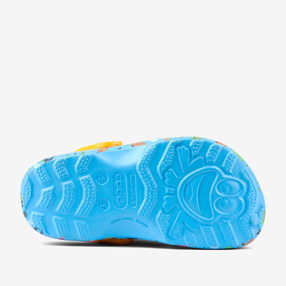 Coqui Clogs für Jungen LITTLE FROG 8701-248-1711 Lt. blau/Lt. orangefarbener Dino + Amulett