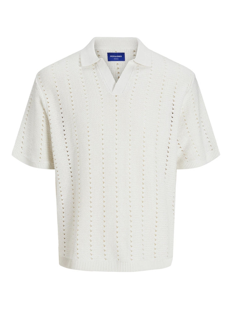 Jack&Jones koszulka męska JORPAROS KNIT ESTER SS CROCHET POLO 12272562 SEA SALT