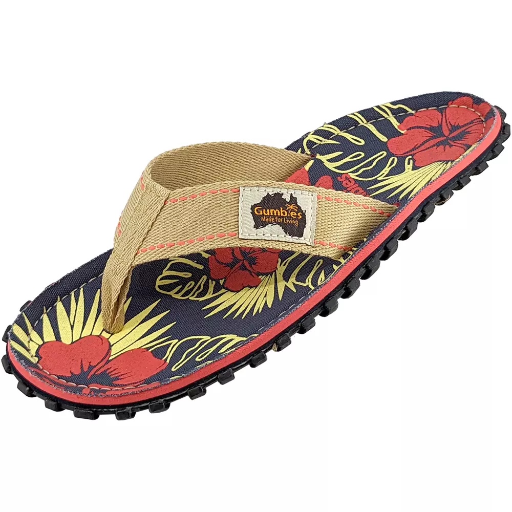 Gumbies Islander flip flops DENIM HIBISCUS