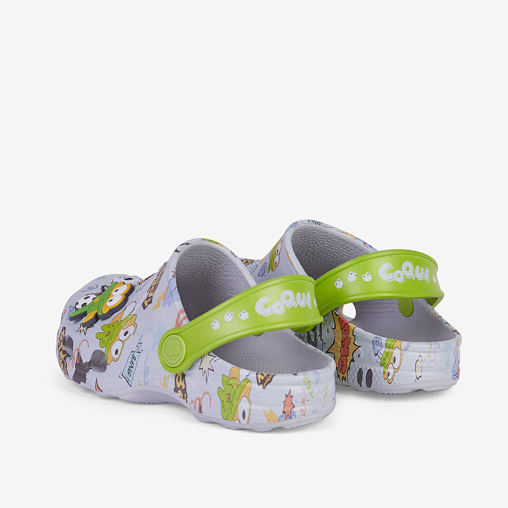 Coqui chodaki dziecięce LITTLE FROG 8701-630-4615 Khaki grey/Party green Hero + Amulet