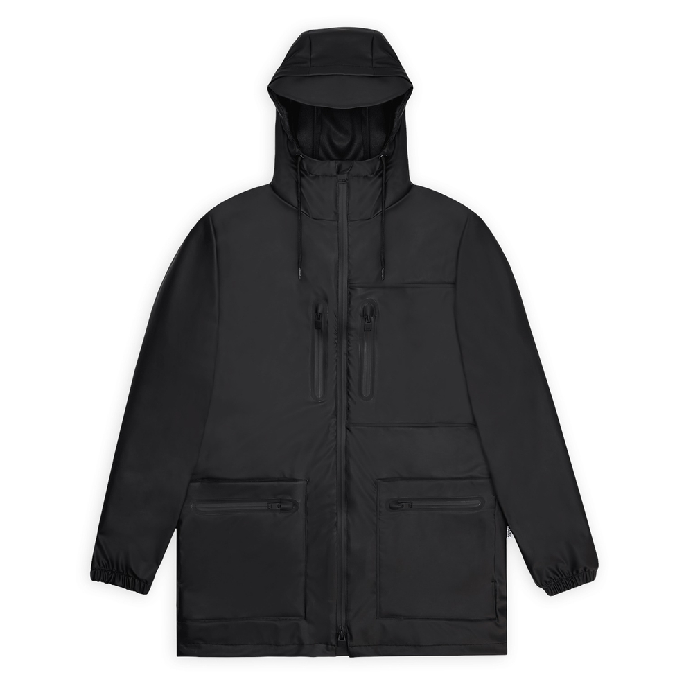 RAINS CARGO LONG JACKET W3 12060 01 BLACK