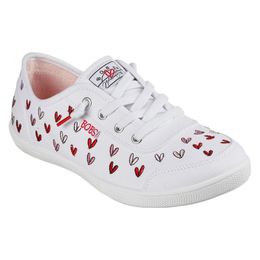 Skechers damskie buty Bobs B Cute Love Brigade 113951 WRPK - białe